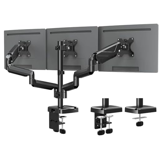 MOUNTUP Triple Monitor Mount - Monitor Desk Mount for 3 Computer Screens Up to 27 inch, Triple Monitor Arm with Gas Spring, Heavy Duty Monitor Stand, Each Arm Holds Up to 17.6 lbs