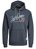 Recycled-Polyester JACK & JONES Herren JJ30JACK Print Sweat Hood LS Kapuzenpullover, Ombre Blue, L