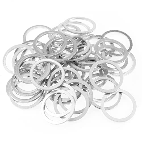 Image of HELIFOUNER 30 Pieces M22x27x1.5mm Automotive Drain Plug Gaskets, Oil Crush Washers, Aluminum Flat Washers, Inner Diameter 22mm, Outer Diameter 27mm, Thickness 1.5mm
