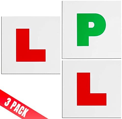 Extra Stong Fully Magnetic Red Car L-Plates and Green P Plate 3 Pack for car magnetic Extra Thick Strong Learner Plates, No Melting No Blow off Easy to Move without Scratching Painting off (Style 1)