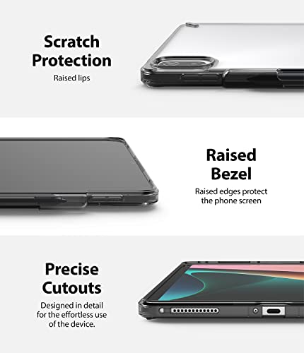 Image of Ringke Fusion Compatible with Xiaomi Pad 5 / Pad 5 Pro (11 Inch, 2021 Model), Clear Hard Polycarbonate Back Cover Shockproof Flexible Bumper with Overcharge Protection Pen /Stylus Holder - Smoke Black