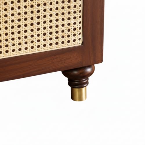 Image of MISAN Storage Boston Rattan Storage Trunk Box - Stylish & Practical Brown Wooden Chest for Home Organization | Versatile Storage Solution with Elegant Woven Design (B-Walnut)