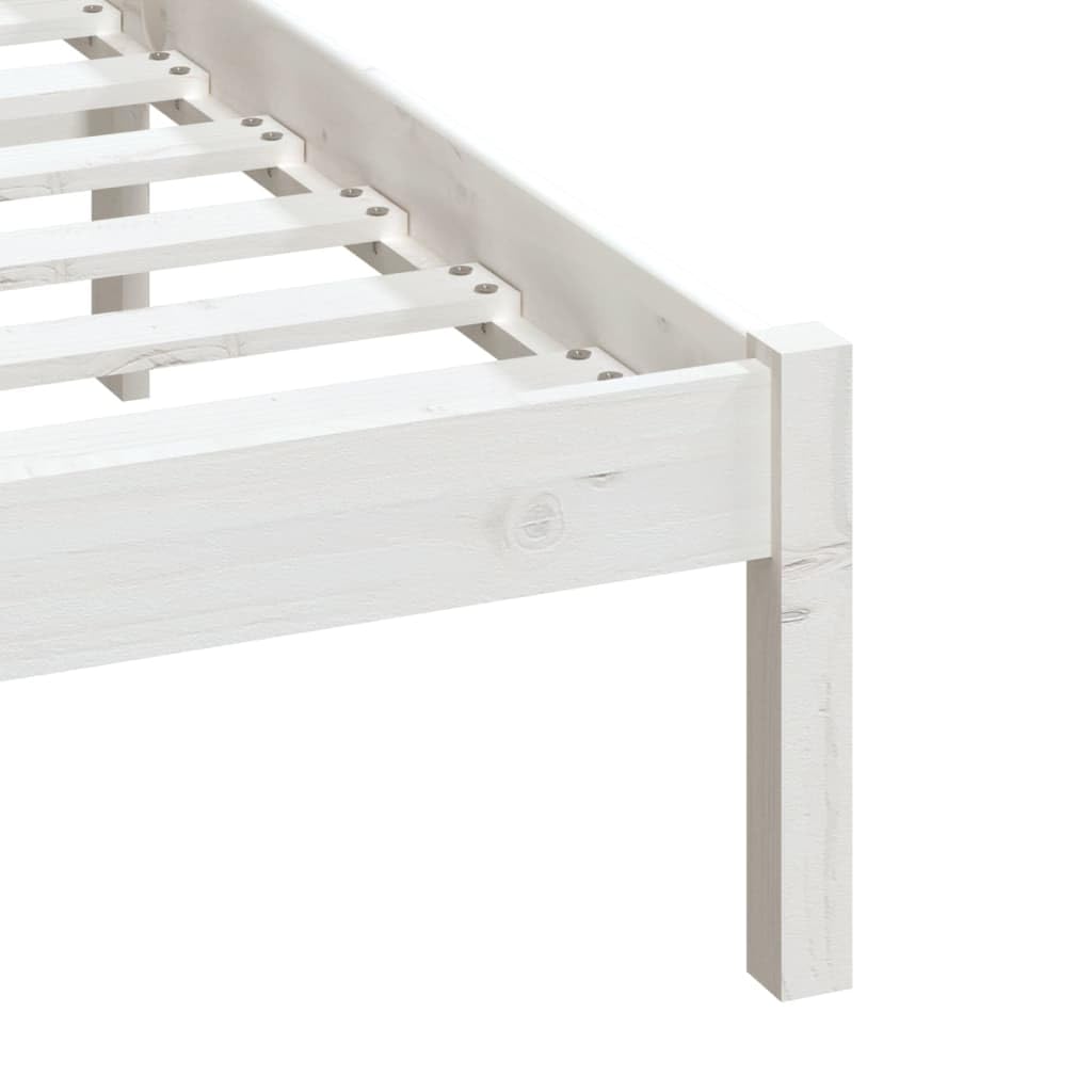 Estructura de Cama de Madera Maciza de Pino Blanco 140x200 cm con cabecero Decorativo Soporte Robusto para Dormitorio Juvenil o Adulto diseño Atemporal y Resistente para un Descanso cómodo
