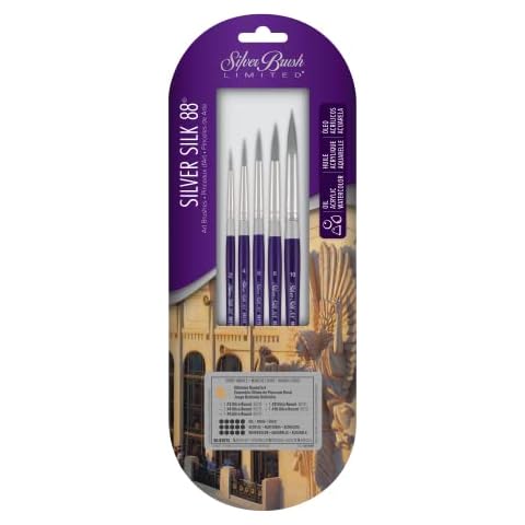 Silver Brush Limited SK-8107S Silver Silk 88 Paint Brush Set, 5-Piece, Short Handle Cover