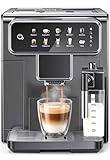 LINKLIFE Automatic Espresso Machine with Grinder and Milk Frother - Super Expresso Coffee Machines with 8 One-Touch Coffee Recipes for Latte, Cappuccino, Americano, Iced and Hot Coffee(Grey)