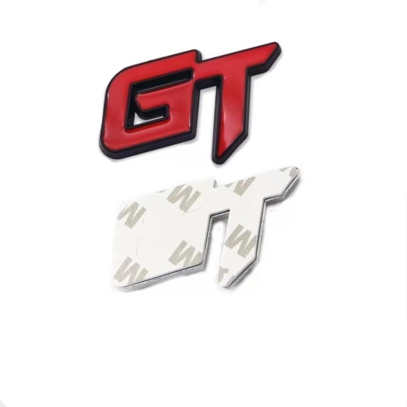 Image of 2 PC GT Emblem Premium 3D Car GT Badge Racing Car Sticker Decorative Decal Replacement Parts Car Hood Door Side Fender Trunk Self-Adhesive Logo Nameplate (Reddish Black)