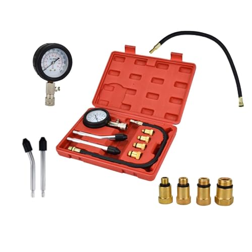 NIYATA Testeur de Compression Moteur,Compressiometre Essence et Diesel,0-300 PSI/0-21 kg/cm2 Compressiometre Moto,Testeur de Compression de Cylindre,Pour Voiture et Moto M10 M12 M14 M18
