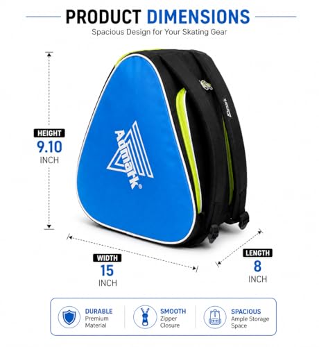 Image of ADMARK Premium Skating Bags for Style and Functionality Quad Skates, Ice, Roller Skates for Kids and Men & Women (15x12x9.5) Black Ad (Small)