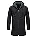 KUDORO Strickjacke Herren Cardigan Lang Trachtenjacke Kapuze mit Kapuze Gestrickt Wintermantel Pullover Hoodie Sweatjacke Feinstrick Winterjacke Fleecejacke(Dunkelgrau,L)