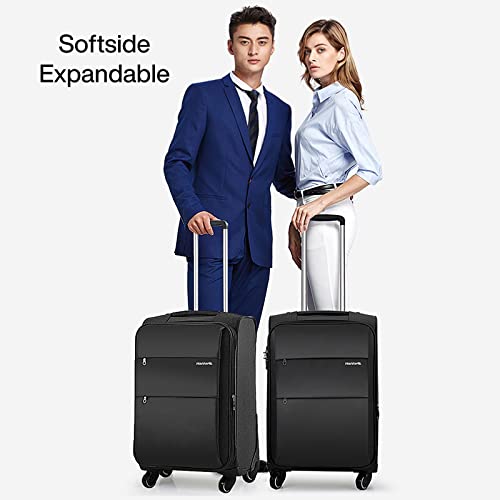 Hanke 20" Softside Expandable Carry On Luggage With Spinner Wheels, Lightweight Upright Suitcase With Tsa Lock,Rolling Travel Luggage For Woman Man,20-Inch(Black) #TOP6