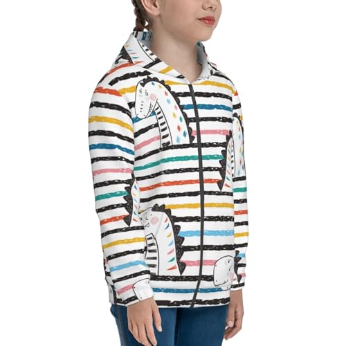 Cartoon Dinosaurs Kids Pullover Hoodies Boys Zip Up Sweatshirts Girls Athletic Clothes with Pocket4