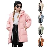 Blczomt Girls Winter Coat Trendy Cozy Long Hooded Puffer Jackets Full Button Zip Up Fall Coats Casual Warm Travel Outerwear fall jacket for girls Pink 8 Years