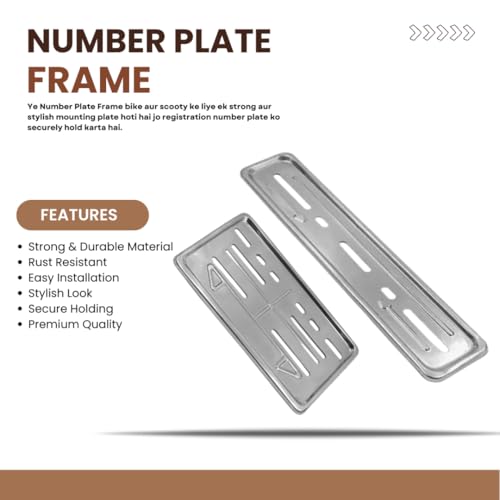 Image of Number Plate Frame Metal Silver Heavy Strong Material Universal for Bike Scooyt & Scooter