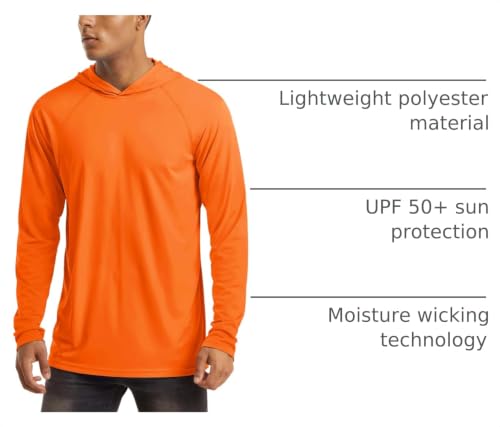Image of MAGCOMSEN Men's Hooded UPF 50+ Sun Protection T Shirts Long Sleeve Athletic Fishing Shirts Rash Guards
