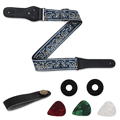 SAVITA Broderie de Sangle de Guitare Style Vintage Unisexe avec Sangle de Tête de Guitare 2pcs Serrure Sangle Guitare… - Les Beatles, Paul McCartney, John Lennon, RIngo Starr, George Harrison SAVITA Broderie de Sangle de Guitare Style Vintage Unisexe avec Sangle de Tête de Guitare 2pcs Serrure Sangle Guitare…