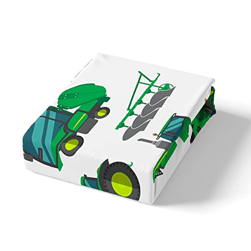 Erosebridal Equipment Trucks Duvet Cover, Excavators Comforter Cover Twin Size Green Vehicle Quilt Cover For Child Kids Child Boys Teens Construction Tractor Bedding Set For Bedroom Decor #TOP3