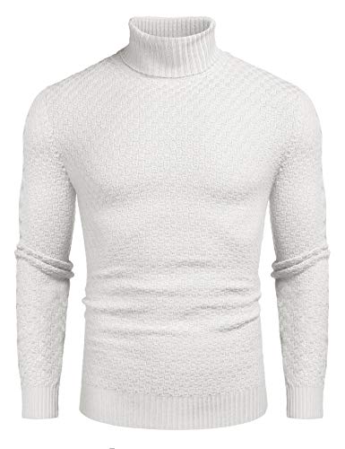 Coofandy Men Knitted Turtleneck Sweater Slim Fit Thermal Ribbed Sweater Pullover #TOP30