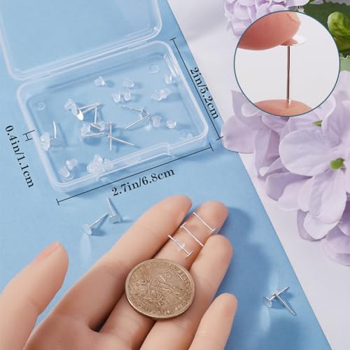 Beebeecraft 1 Box 20Pcs Flat Pad Stud Earring Settings 925 Sterling Silver Earring Cabochon Settings with 50pcs Ear Nuts and 1Pc Silver Polishing Cloth for DIY Jewellery Making Kit (Tray: 5mm) - Image 3