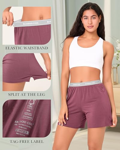 Image of BAMBOO COOL Womens Pajama Shorts Elastic Waistband Pj Pants Leg Opening Lounge Sleep Shorts, 2 Pack