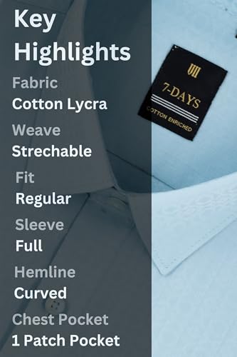Image of 7-DAYS Premium Men's Formal Shirts - Cotton, Self-Design, Full Sleeve, Regular Fit, with Pocket, Stylish Office Shirts for Men