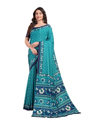 Image of Garden Vareli Floral Booti Print Crepe Saree With Unstitched Blouse Piece