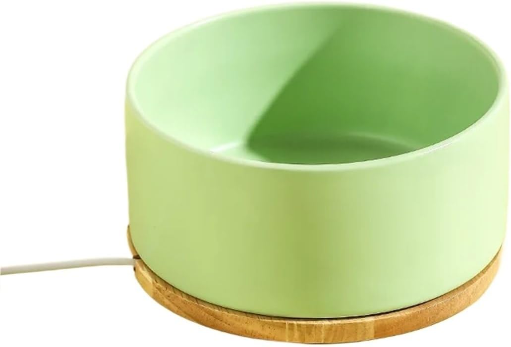 Ceramic Constant 35°C Heated Pet Water Bowl, Winter Dispenser for Cats & Dogs(Yellow L)