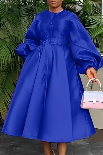 SHINFY Casual Church Dresses for Women Satin Long Sleeve A Line Semi Formal Fit Maxi Long Dresses with Pockets4