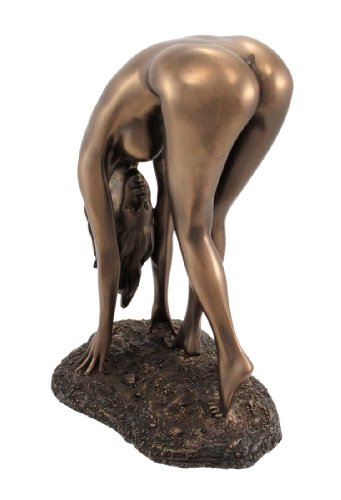 Estatua artística mujer desnuda en pose, 6.5 in, acabado bronce miniatura 2