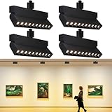 LEONLITE 24W Dimmable LED Track Lighting Heads H Type, CRI90, Adjustable Spotlight Track Light Replacement Fixture, Aluminum, 100-277V, Super Bright, Flicker Free, 3000K Warm White, Black, Pack of 4