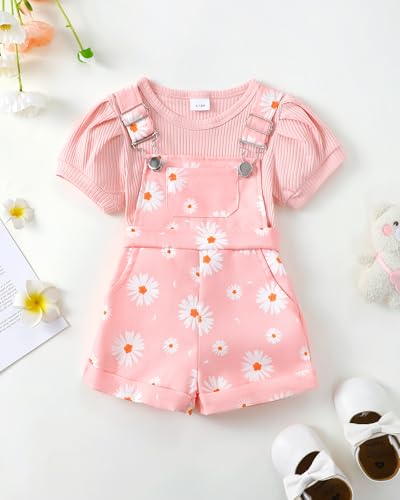 SUNNY PIGGY Baby Girl Clothes Summer Outfit Short Sleeve Overalls Suspender Infant Girls Short Set Shorts Clothing2