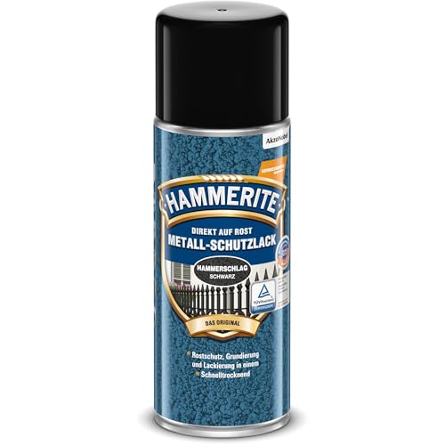 Hammerite Metallschutzlack Spray Hammerschlag, 3in1- Rostschutz, Schwarz, 400 ml
