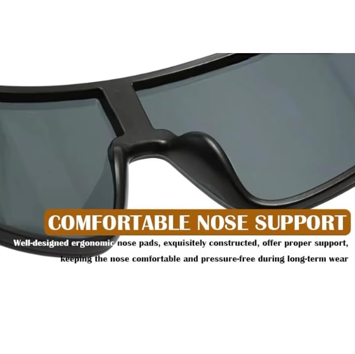 Image of Windproof Wraparound Shield Sports Sunglasses for Men Women Stylish | UV Protected Durable Mirrored Cricket Driving Cycling Riding Goggles | Anti Glare Cooling Shades