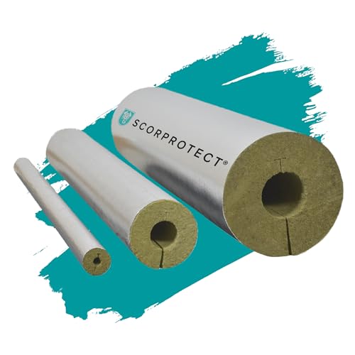 Scorprotect® Rohrschale (Steinwolle, 42 x 20 mm x 1 Meter) Rohrisolierung Steinwolle Alukaschiert 0.040 W/MK