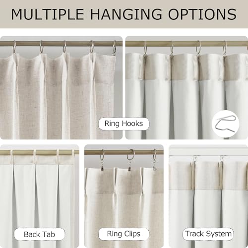 Vision Home Natural Pinch Pleated Light Filtering Curtains 102 inch Length - image 3