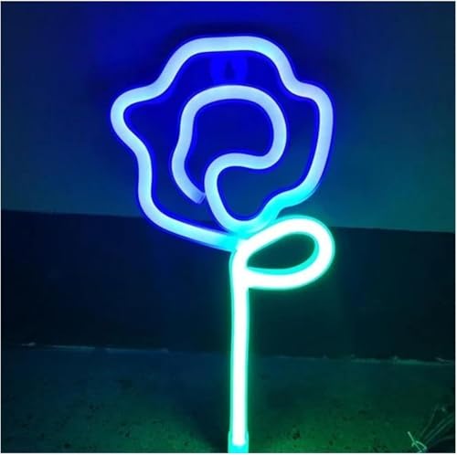 Enseigne au néon en forme de fleur rose et lettres colorées pour décoration murale