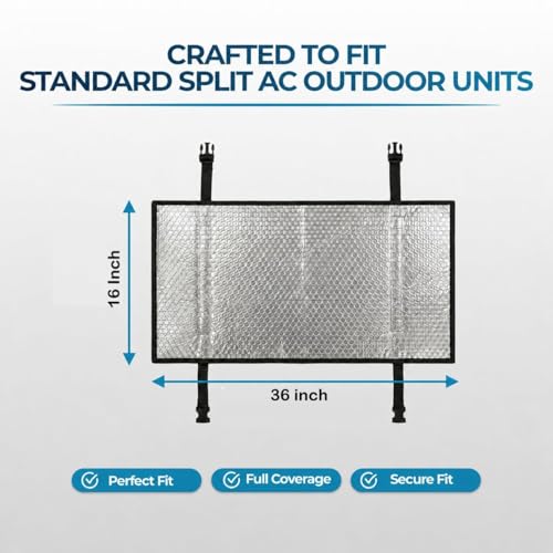 Image of Split AC Cover for 1 Ton-1.5 Ton Outdoor Unit | Heat-Insulated | Weather Resistant & Sun Protection Cover | Extend Lifespan | Boost Energy Efficiency !