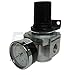 HEAVY DUTY IN-LINE COMPRESSED AIR PRESSURE REGULATOR FOR AIR COMPRESSOR, 7 TO 215 PSI ADJUSTABLE, HIGH FLOW RATE, WALL BRACKET AND GAUGE INCLUDED (1/2" NPT, 130 CFM)