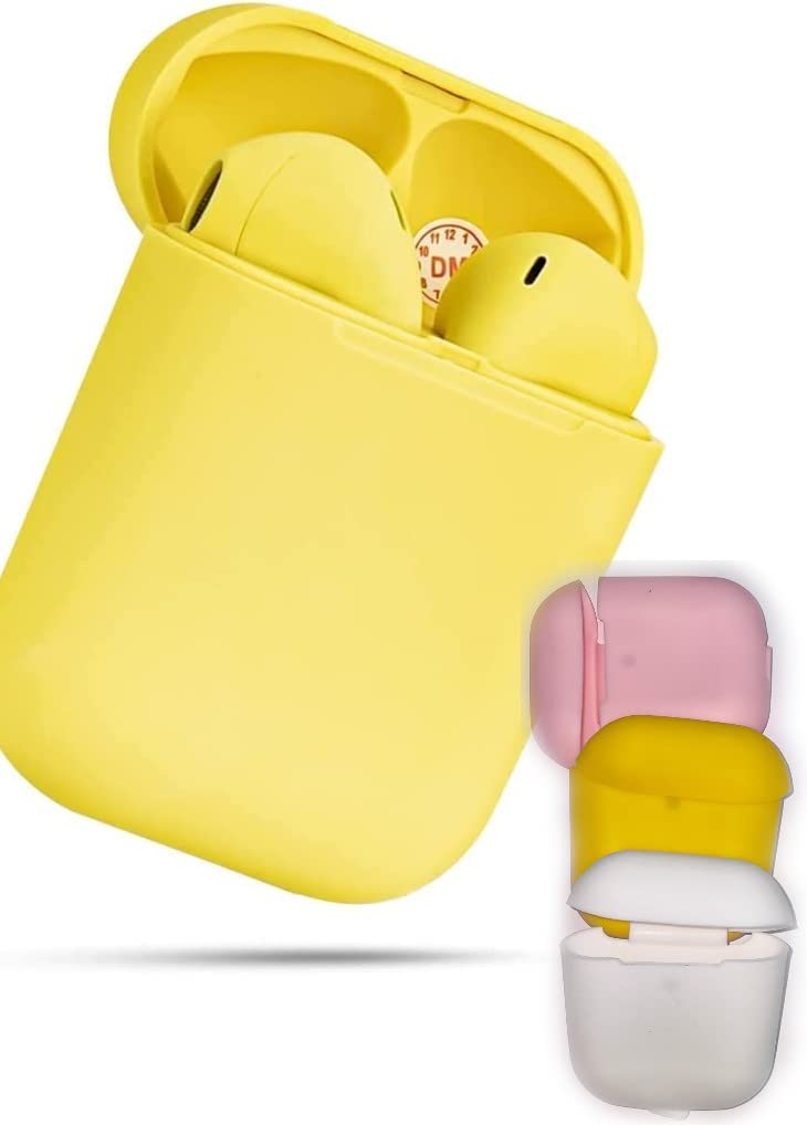 InPods 12 Wireless Bluetooth 5.0 Headphones (Yellow) With 3 case cover