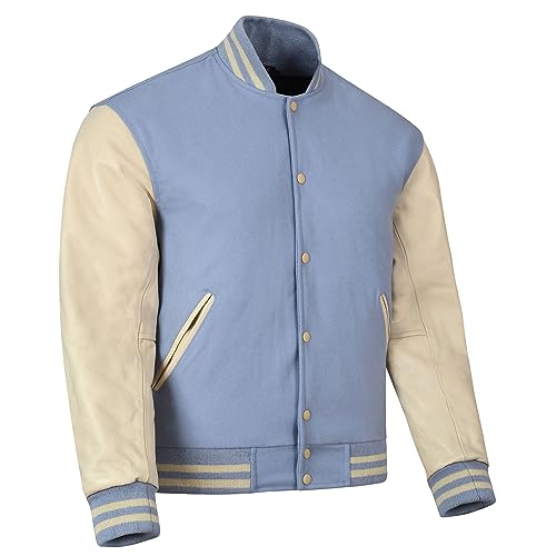 Image of Varsity Jacket Baseball Letterman Jacket- Wool and Leather Premium Quality Unisex Basketball Jacket