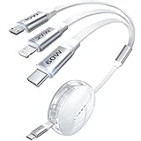 LISEN 60W/3.5A Multi Charging Cable, Retractable iPhone Charger Cord Compact for Travel, Retractable Charging Cable with USB C/Lightning/Micro USB Ports for iPhone 15, Samsung Galaxy S24, iPad, Kindle
