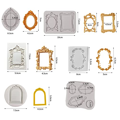 6 PCS Vintage Frame Silicone Mold, Baroque Style Fondant Cake Decorating Mould - Image 2