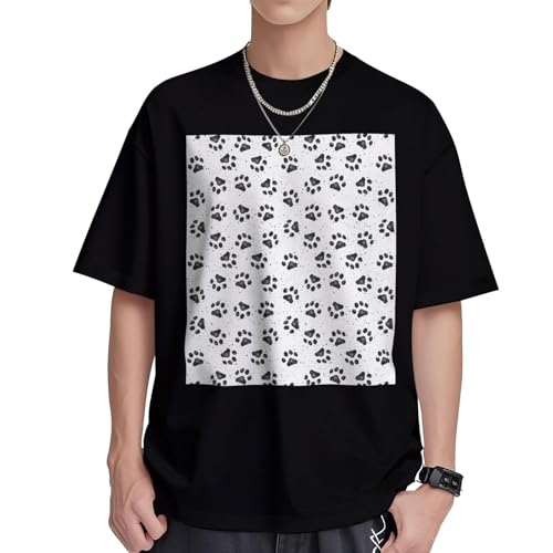 T-shirt patte de chien homme hip-hop décontracté col rond en coton manches courtes