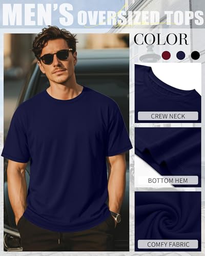 Image of Neer 3 Pack Big and Tall T-Shirts for Men L-7xl Tops | Large Casual Stretch Workout Tees, Short Sleeve Crewneck Oversized Shirts, Classic Summer Outfits, Comfy Basic Loose Clothes