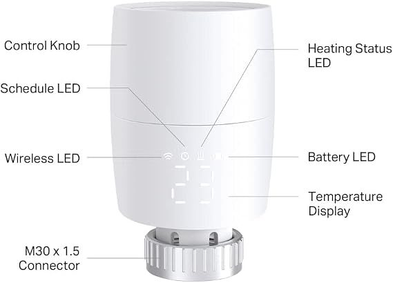 TP-Link KE100 Kasa Smart Thermostat Radiator Valve, Energy Saving, LED Display Thermostat Valve, TRV Schedule, Works with Alexa and Google Home, Easy Installation