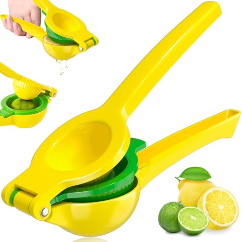 Image of Vakoo 2-in-1 Lemon Squeezer - Heavy-Duty, Rust-Resistant Manual Juicer for Lemon, Lime & Citrus, Easy to Use & Clean, Kitchen Essential - Yellow & Green