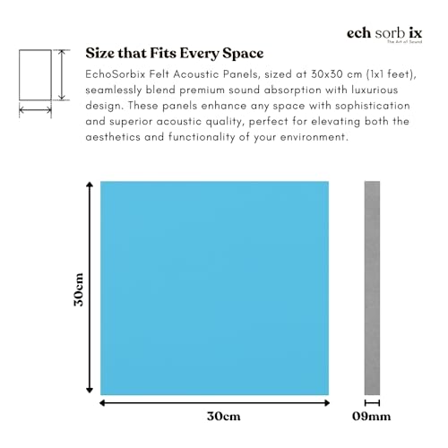 Image of MMT Acoustix Premium Felt Acoustic Panels for Offices, Bedrooms & Studios | Sustainable PET Felt Panels for Echo Reduction & Sound Absorption | 1x1 Ft, 9mm Thick | Silver Sky - Pack of 16