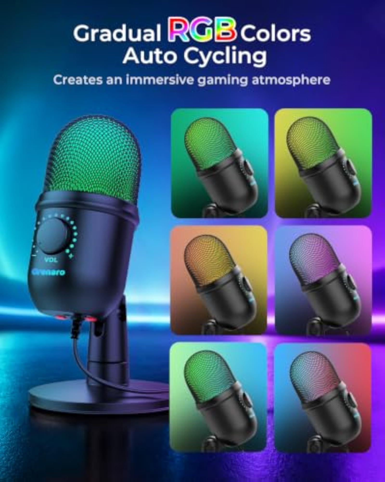 Gaming Mic for PC, USB Condenser Mic