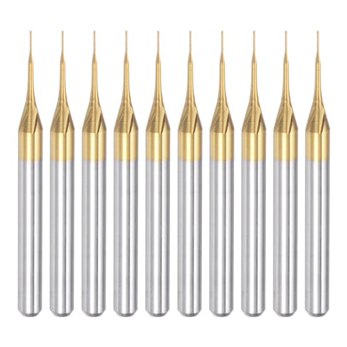 QUARKZMAN 10pz 0,3mm Fresa Carburo Titanio con Rivestimento Fresa Incisione Punte Router CNC per Macchina PCB, Attacco da 1/8