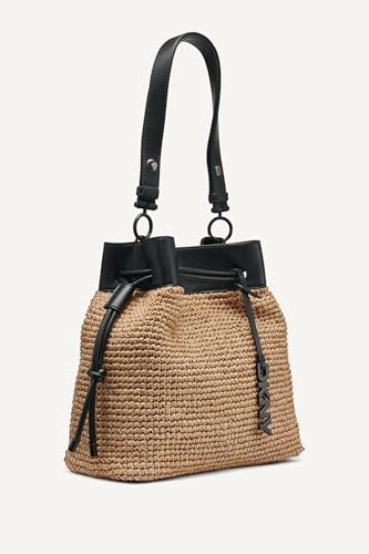 DKNY Women's Bardot Bucket, Natural/Black, Medium3