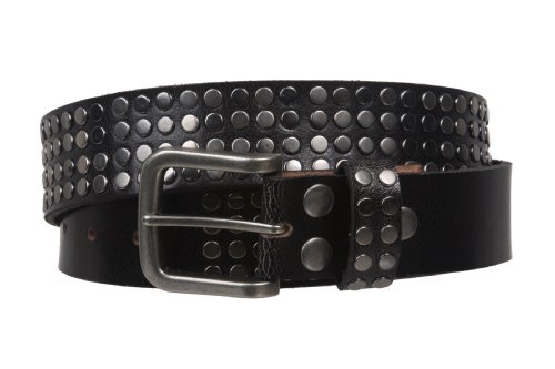 1 1/2" Snap on Antique Silver Circle Metal Studded Distressed Leather Belt2